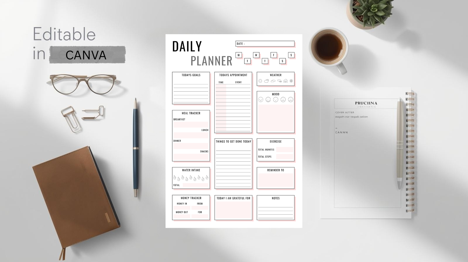 “Daily Planner Printable – Minimalist Productivity Planner”|Minimalist Daily Planner Printable | Productivity Planner | Daily Schedule Organizer | Goal Tracker | Printable Planner PDF | Aesthetic Daily Planning Sheet