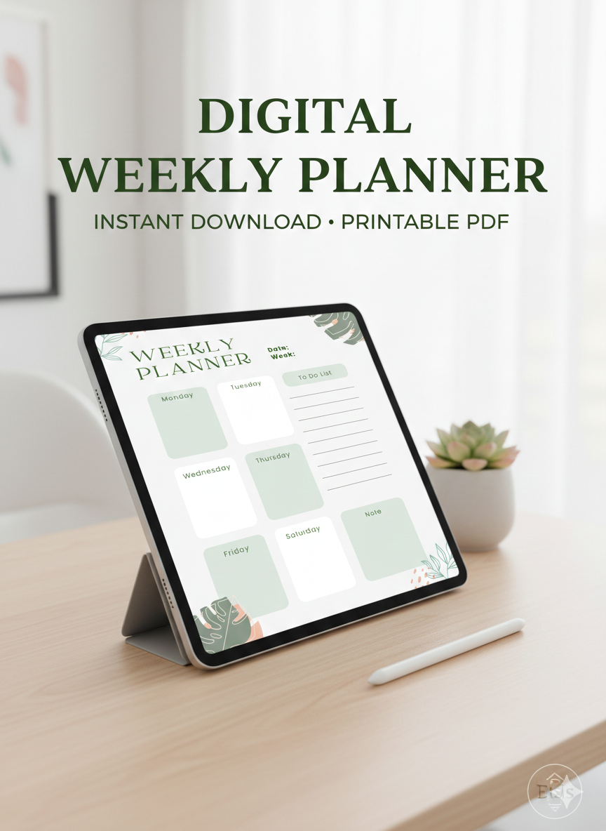 Weekly Planner with To-Do List – Minimal Digital Download