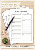 Ocean Breeze Weekly Planner Printable – Minimalist Aesthetic Planner, Weekly Schedule Template, To Do List & Productivity Organizer (Canva Editable)