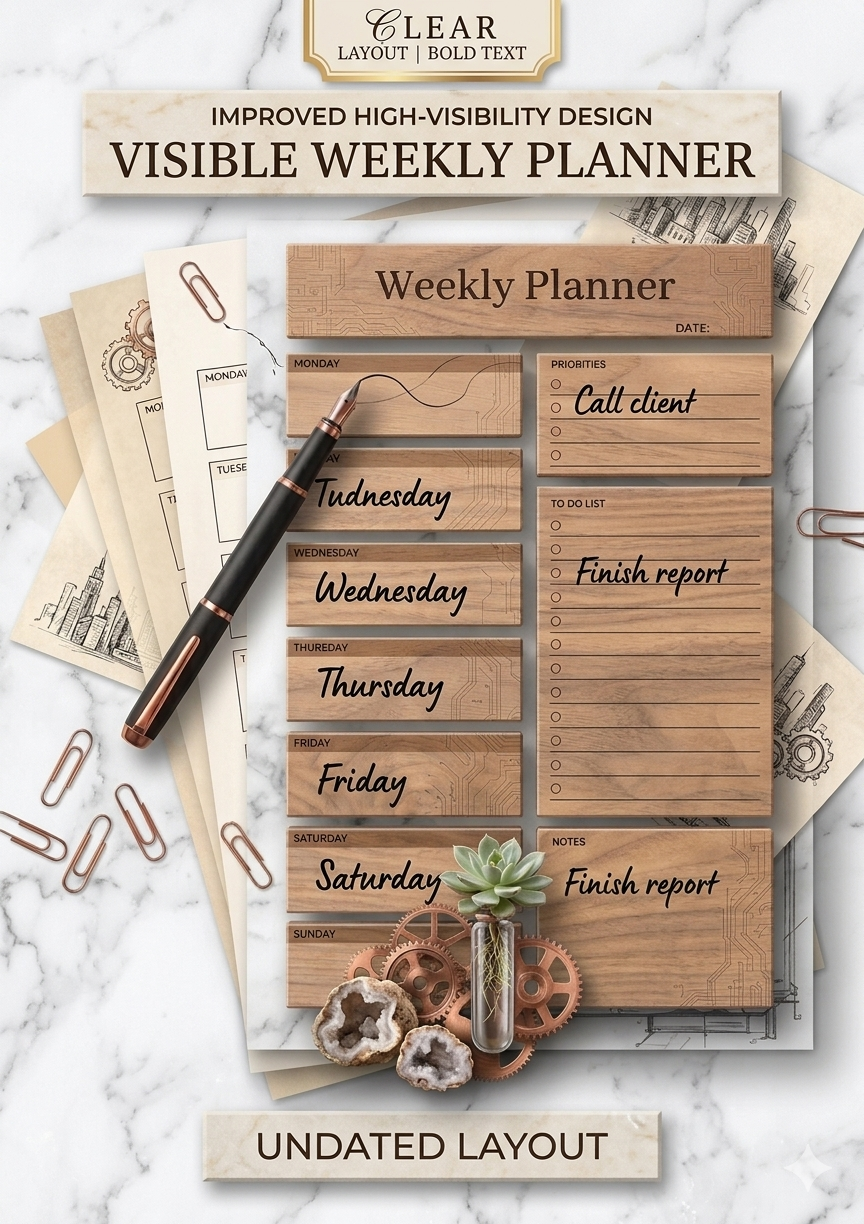 Ocean Breeze Weekly Planner Printable – Minimalist Aesthetic Planner, Weekly Schedule Template, To Do List & Productivity Organizer (Canva Editable)
