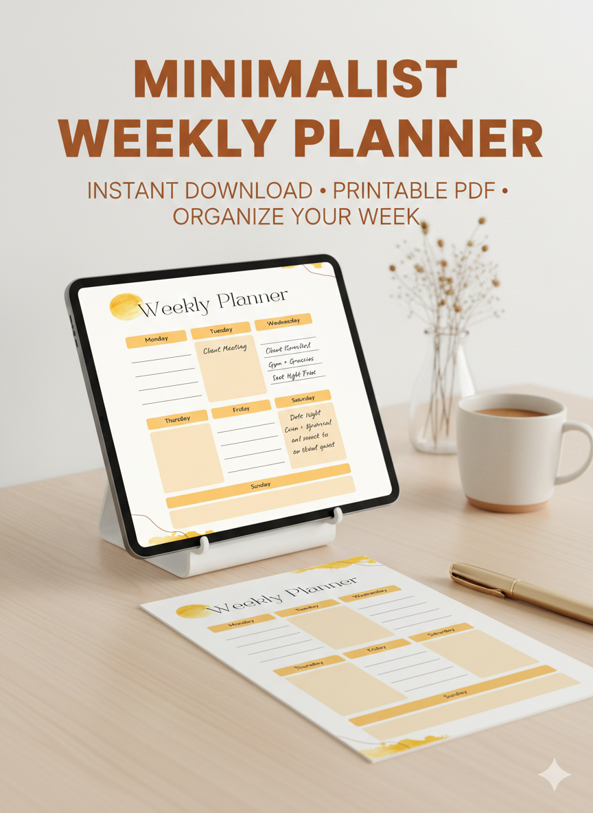 Aesthetic Weekly Planner – Warm Neutral Printable PDF
