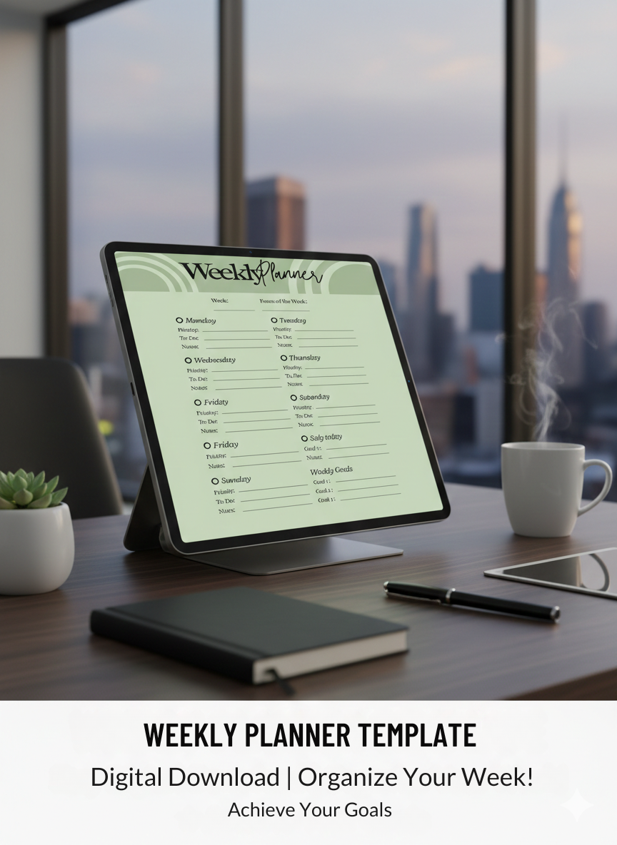 Weekly Goals Planner – Priority-Based Printable PDF  Minimal Weekly Planner with Goals & Focus Section